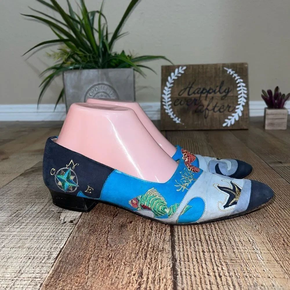 bruno Tacchetto Womens EU Size 38.5 Multi-Colored Leather Shoes sea